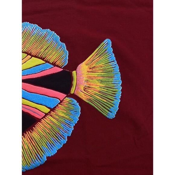 Vintage Hawaii Fish Size Large L Red Puff Print T Shirt Single Stitch - Picture 10 of 12